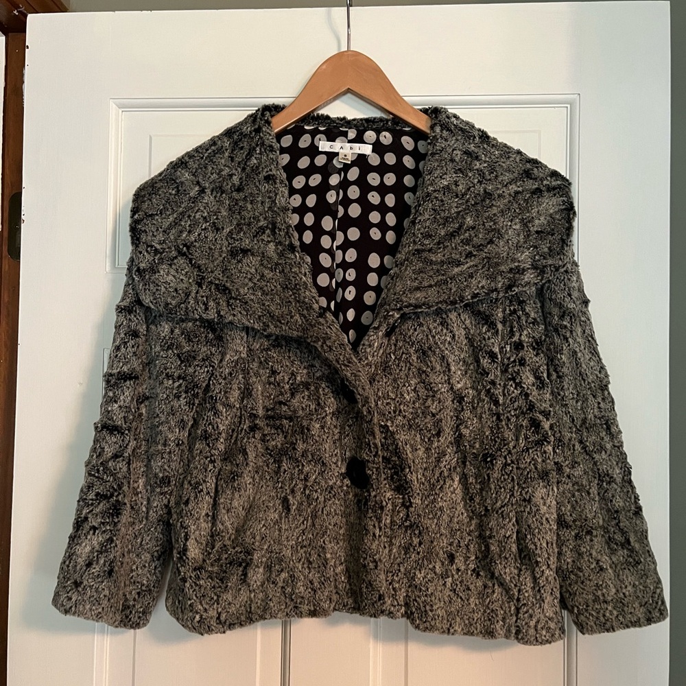 CAbi Chinchilla Faux crop jacket